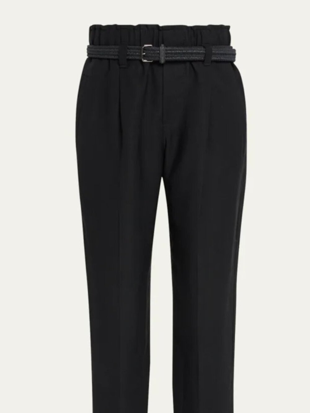 Brunello Cucinelli Black Pants Relax Elastic Waist 33x23 Viscose Linen Size 10 - Picture 2 of 9